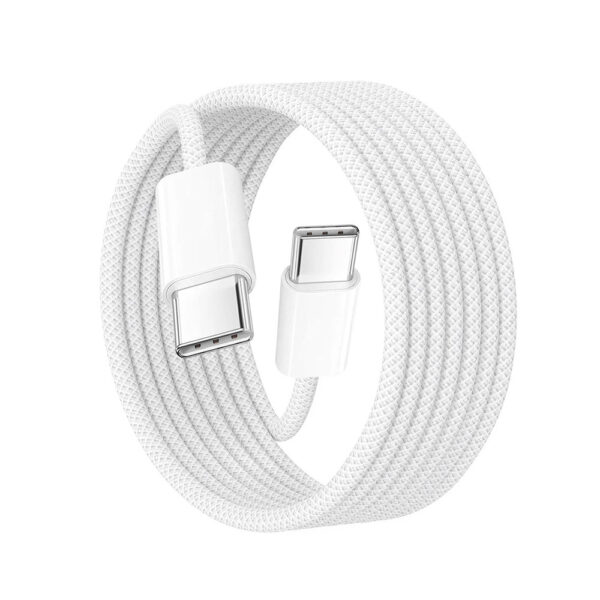 APPLE  KABEL TYP-C -TYP-C 2M 240W DO IPHONE 15 BIAŁY OPLOT BOX 195949093432