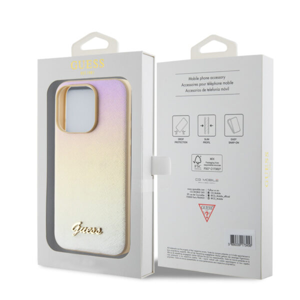 GUESS PU LEATHER IRIDESCENT METAL SCRIPT CASE DO IPHONE 15 PRO ZŁOTY 3666339225087