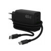 ECOBOX ŁADOWARKA SIECIOWA GAN PD 2xUSB-C 1xUSB 65W T6530 CZARNY + KABEL TYP-C DO TYP-C 5A 100W 1M CZARNY