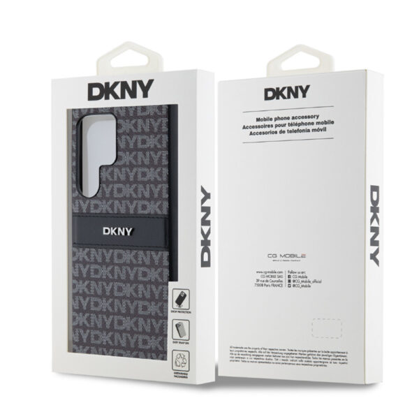 DKNY PC/TPU REPEAT PATTERN TONAL STRIPE CASE FOR SAMSUNG S24 ULTRA CZARNY 3666339287498