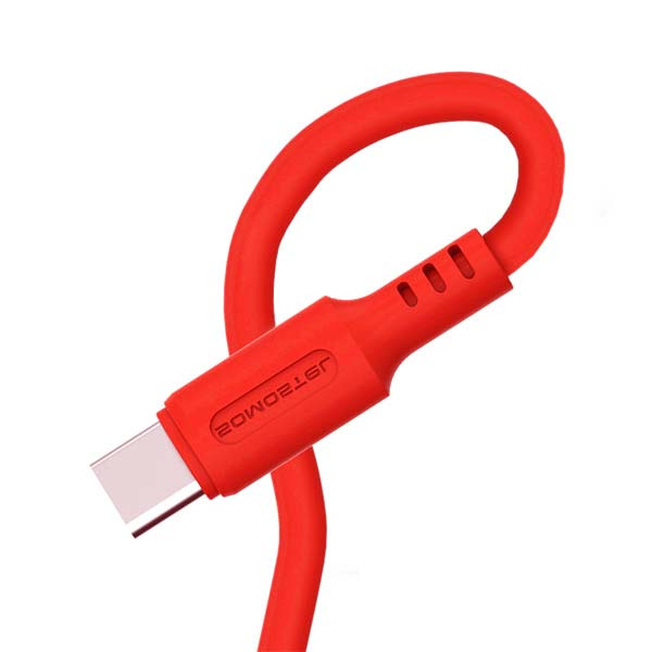 KABEL USB TYP-C 3A SOMOSTEL CZERWONY 3100mAh QUICK CHARGER 1.2M POWERLINE USB-C SMS-BP06 MACARON 5902012968895