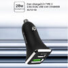 ŁADOWARKA SAMOCHODOWA 3A+2.4A 30W CZARNA SOMOSTEL 3100mA + 2100mA TYPC+USB DUAL SMS-A42B  QC 3.0 PD