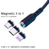 DENMEN KABEL USB 3W1 DENMEN CZARNY D18 MAGNETYCZNY MICRO TYP-C IPHONE 2,4A  1M 6973224871586