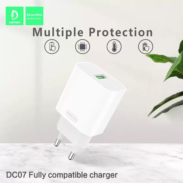 ŁADOWARKA SIECIOWA 3.6A 18W BIAŁA DENMEN 3600mA  SINGLE FAST CHARGING DC07 6973224872002