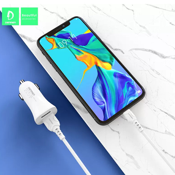 ŁADOWARKA SAMOCHODOWA 3A BIAŁA DENMEN 3100mA DUAL FAST CHARGING 2XUSB DZ06 15W 6973224871159