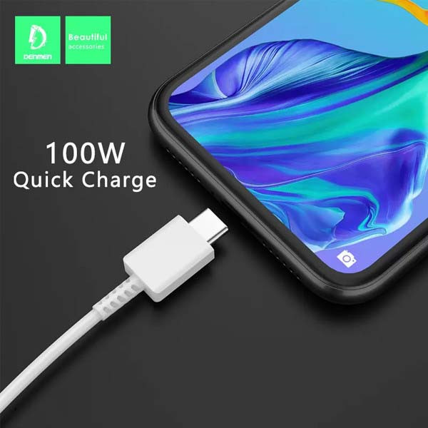 KABEL USB TYP-C DO TYP-C PD USB-C 3,6A DENMEN BIAŁY 1M D20C 100W 6973224872361