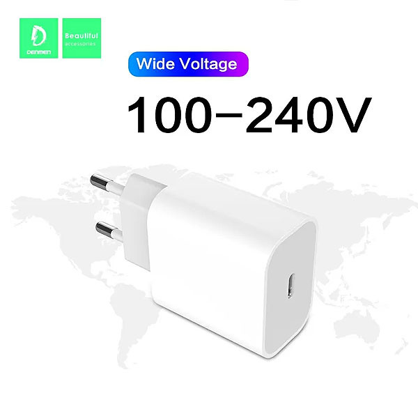 Denmen Ładowarka sieciowa DC06 TYP-C  + kabel Typ-C - Typ-C 3.6A 20W 1m Power Delivery PD Biały 6973224872194
