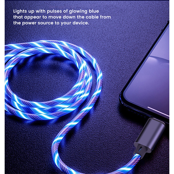 KABEL USB IPHONE 3.1A SOMOSTEL LED BLUE 3100mAh QUICK CHARGER QC 1.2M POWERLINE SMS-BY01 NIEBIESKI 5904238704158