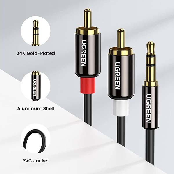 UGREEN KABEL STEREO 1,5M CHINCH RCA DO JACK 3,5 CALA METAL 5904238706237