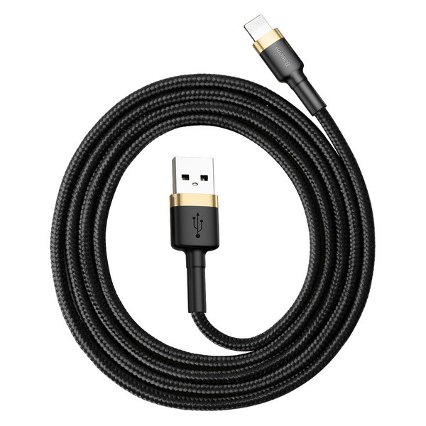KABEL USB LIGHTNING BASEUS CAFULE 2.4A 1M (ZŁOTO-CZARNY) 6953156274990