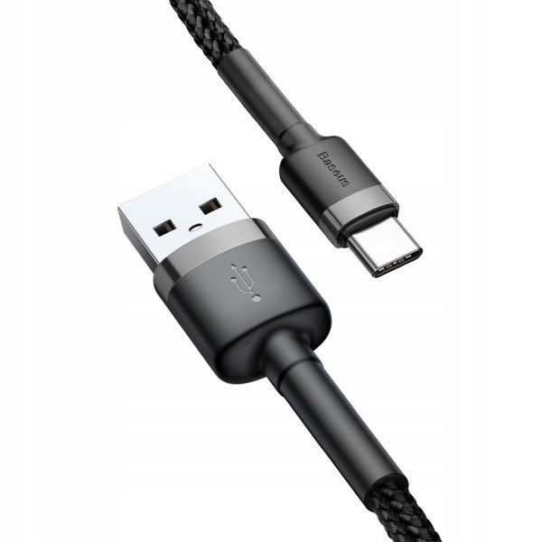 KABEL USB DO TYP-C BASEUS CAFULE 3A 1M (SZARO-CZARNY) 6953156278202