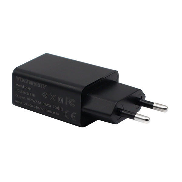 Denmen Ładowarka sieciowa USB 2.4A 12W Czarny  DC01B