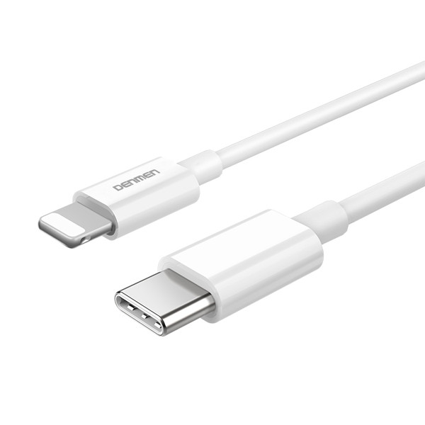 DENMEN KABEL USB PD TYP-C - LIGHTNING 20W 3,6A WZMACNINANY BIAŁY 2M D65 6973224877526