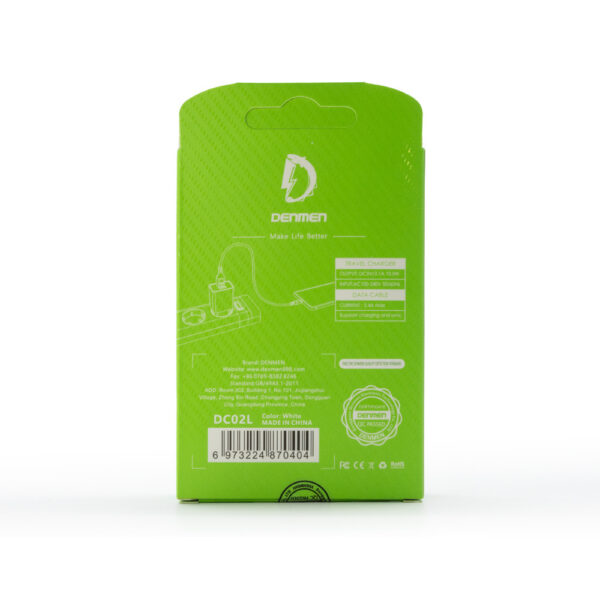 ŁADOWARKA SIECIOWA 2.1A 10W  BIAŁA DENMEN 2100mA 2xUSB DC02 + KABEL IPHONE WHITE 6973224870404