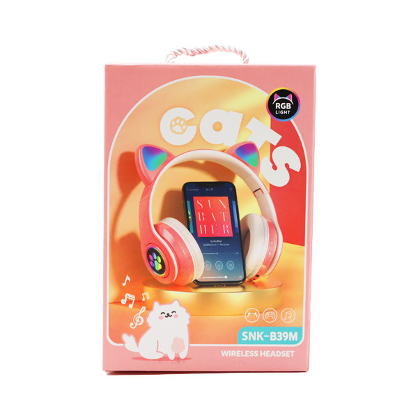 SŁUCHAWKI NAUSZNE BLUETOOTH KIDS CAT RÓŻOWE PINK