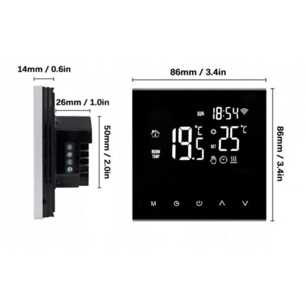 INTELIGENTNY TERMOSTAT ME82CH WIFI 16A CZARNY CZUJNIK TEMPERATURY STEROWANIE OGRZEWANIEM