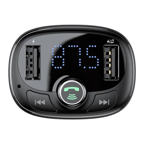 BASEUS TRANSMITER FM BLUETOOTH 4.2 MP3 + ŁADOWARKA SAMOCHODOWA 2X USB 3.4A  ZESTAW GŁOŚNOMÓWIĄCY MICROSD CCMT000301 6932172628239