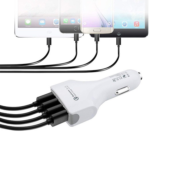 ŁADOWARKA SAMOCHODOWA 4 X USB 7A BIAŁA VEGA FASTON FAST CHARGER  QUICK  4XUSB 3.0 3500mA 5904238700457