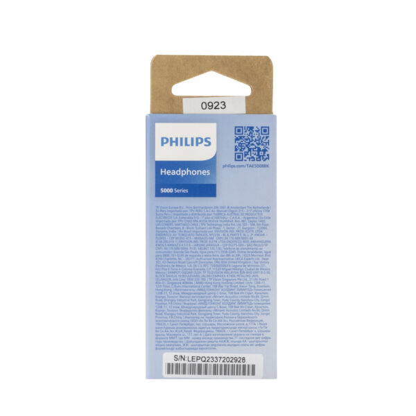 SŁUCHAWKI DOUSZNE PRZEWODOWE PHILIPS Phil-TAE5008BK/00 CZARNE 4895229132900