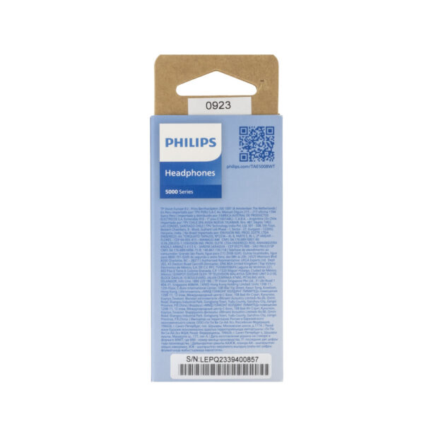 SŁUCHAWKI DOUSZNE PRZEWODOWE PHILIPS Phil-TAE5008WT/00 BIAŁE 4895229132917