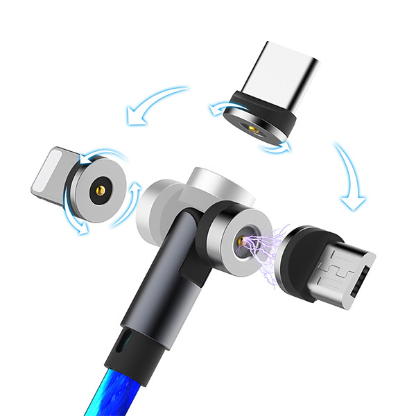 KABEL USB 3W1 3.1A SOMOSTEL MAGNETIC LED BLUE QUICK CHARGER QC 1.2M POWERLINE SMS-BY04 TYP-C MICRO IPHONE 5904238704233