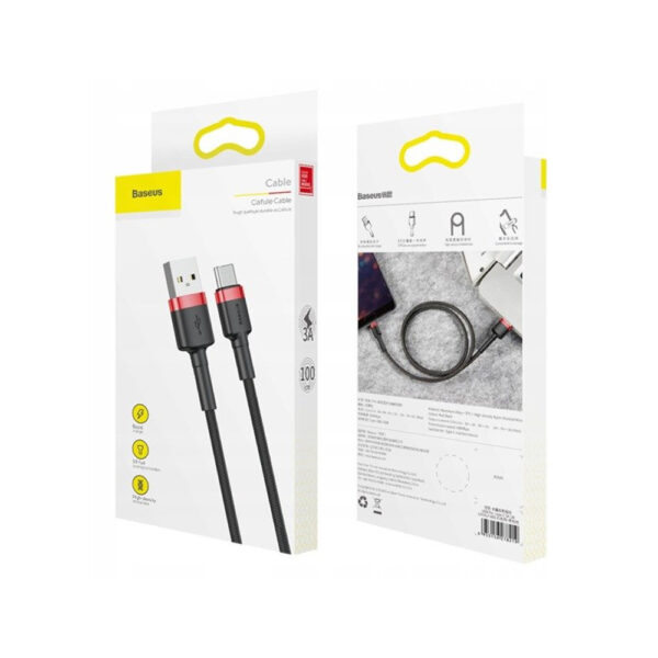 KABEL USB DO TYP-C BASEUS CAFULE 3A 1M (CZERWONO-CZARNY) 6953156278219