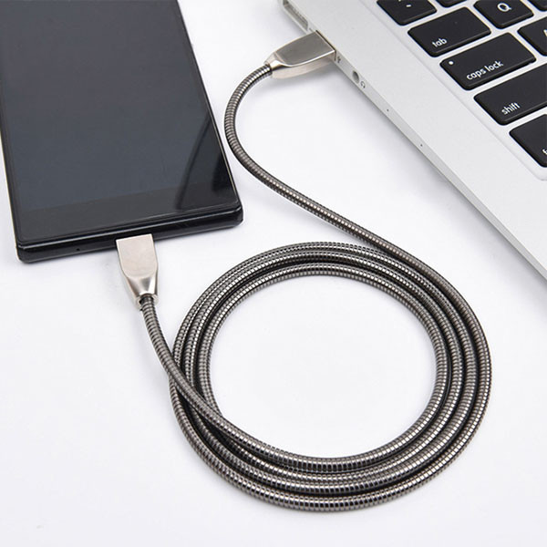 KABEL USB MICRO 2.4A SOMOSTEL SREBRNY 2400mAh QUICK CHARGER QC 3.0 1M POWERLINE SMS-BJ01 METAL 5902012969281