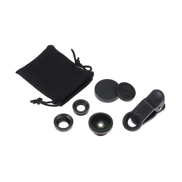 ZESTAW 3W1 OBIEKTYW RYBIE OKO FISH EYE SZEROKI KĄT WIDE ANGLE MAKRO MACRO DO TELEFONU VIS
