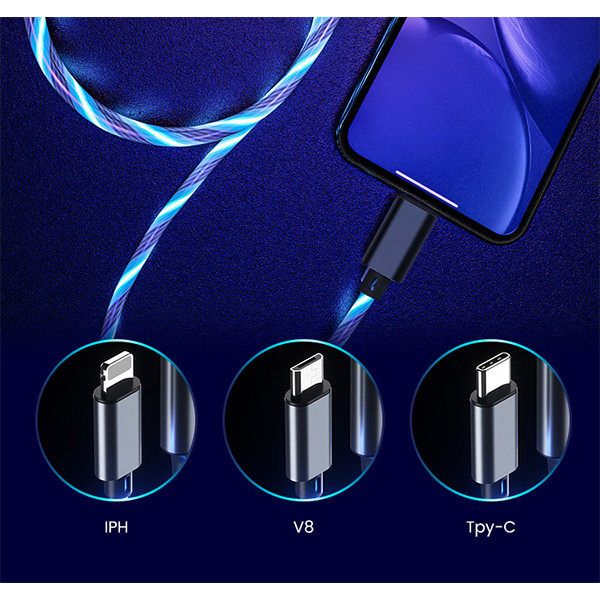 KABEL USB IPHONE 3.1A SOMOSTEL LED RED 3100mAh QUICK CHARGER QC 1.2M POWERLINE SMS-BY01 CZERWONY 5904238704141