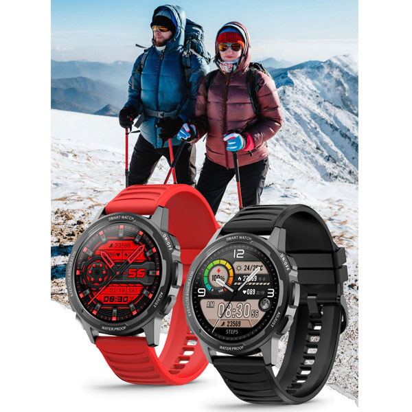ZEGAREK SPORTOWY SMARTWATCH SENBONO X28 CZERWONY Full HD 360x360, POMIAR SpO2, METALOWA KOPERTA 5904238703137