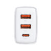 ŁADOWARKA SIECIOWA BASEUS COMPACT QUICK CHARGER, 2XUSB, USB-C, PD, 3A, 30W (BIAŁA) 6953156207301