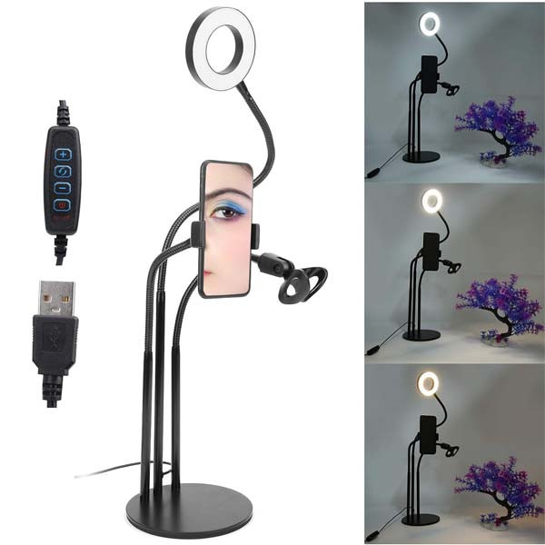 ECOBOX LAMPA LED PIERŚCIENIOWA SELFIE RING MAKIJAŻ STATYW