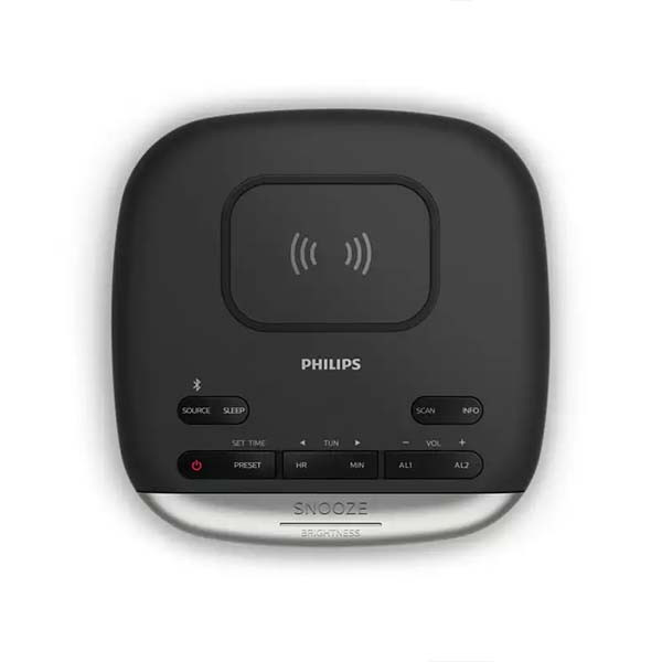 CYFROWE RADIO FM BUDZIK ALARM ZEGAR BLUETOOTH Z ŁADOWARKĄ Qi PHILIPS TAR7606/10 4895229121638