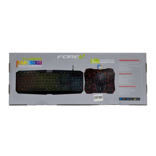 FOREV KLAWIATURA PRZEWODOWA + MYSZ ZESTAW PODŚWIETLANA CZARNA FV-Q909 5904238716403