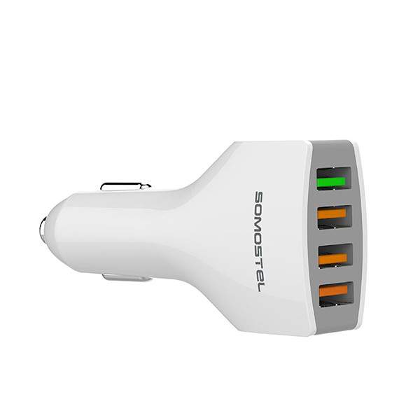 ŁADOWARKA SAMOCHODOWA 3A+2.4A BIAŁA SOMOSTEL 3100mA + 2400mA 4XUSB DUAL SA66W QUICK CHARGE QC 3.0 SMS-A66 5902012966693