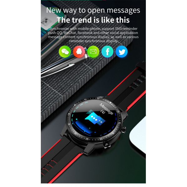 ZEGAREK SPORTOWY SMARTWATCH CZARNY CZERWONY SENBONO S30 5902012969496