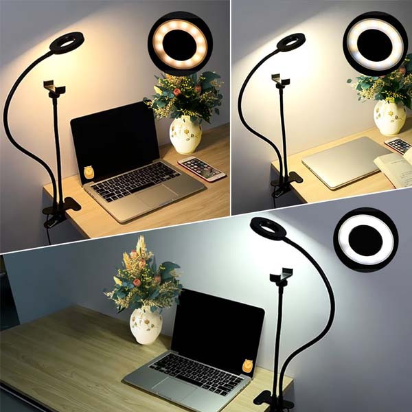 ECOBOX LAMPA LED + UCHWYT UNIWERSALNY RING SELFIE LAMPKA 12W