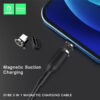 DENMEN KABEL USB 3W1 DENMEN CZARNY D18 MAGNETYCZNY MICRO TYP-C IPHONE 2,4A  1M 6973224871586