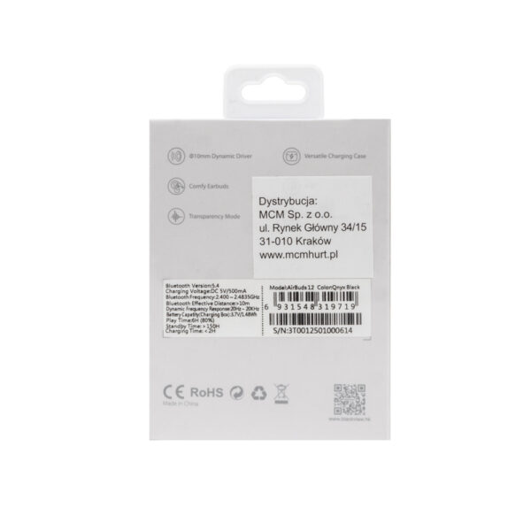 Blackview Słuchawka bluetooth AirBuds 12 TWS BT 5.4 LCD  Czarny 400mAh 6931548319719