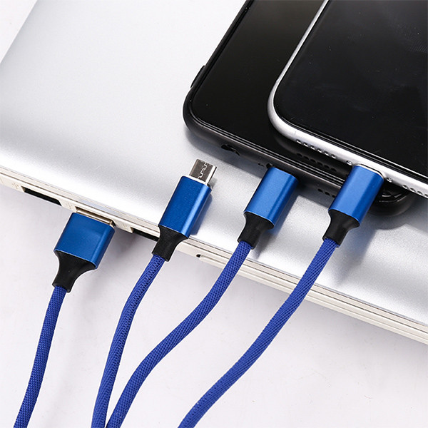 KABEL USB 3W1 3.4A SOMOSTEL NIEBIESKI 3400mAh QUICK CHARGER QC 3.0 1,2M POWERLINE SMS-BW03 5902012966907