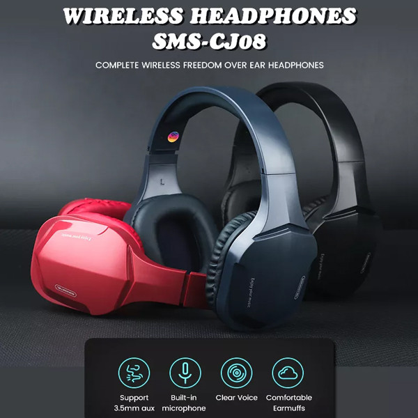 SŁUCHAWKI NAUSZNE BLUETOOTH SOMOSTEL GAMING STEREO CZERWONE SMS-CJ08 5904238701744
