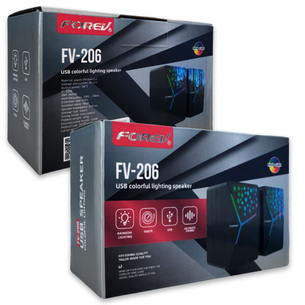 FOREV GŁOŚNIKI STERO CZARNE PC PODŚWIETLANE FV-206 5904238716366