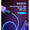 KABEL USB IPHONE 3.1A SOMOSTEL LED RED 3100mAh QUICK CHARGER QC 1.2M POWERLINE SMS-BY01 CZERWONY 5904238704141