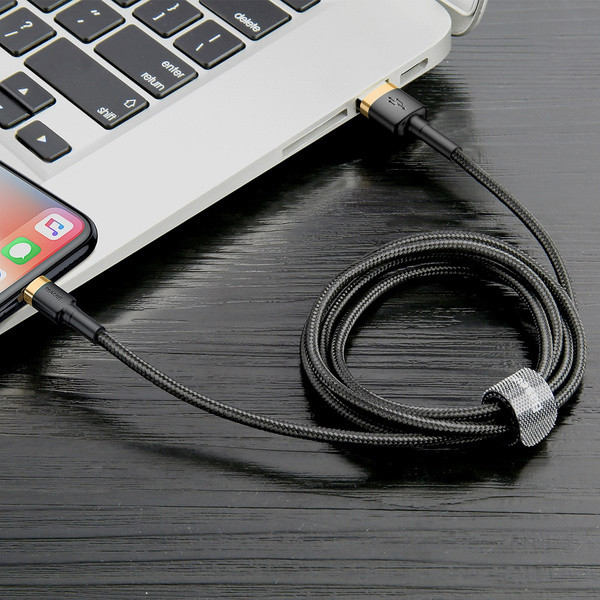 KABEL USB LIGHTNING BASEUS CAFULE 2.4A 1M (ZŁOTO-CZARNY) 6953156274990