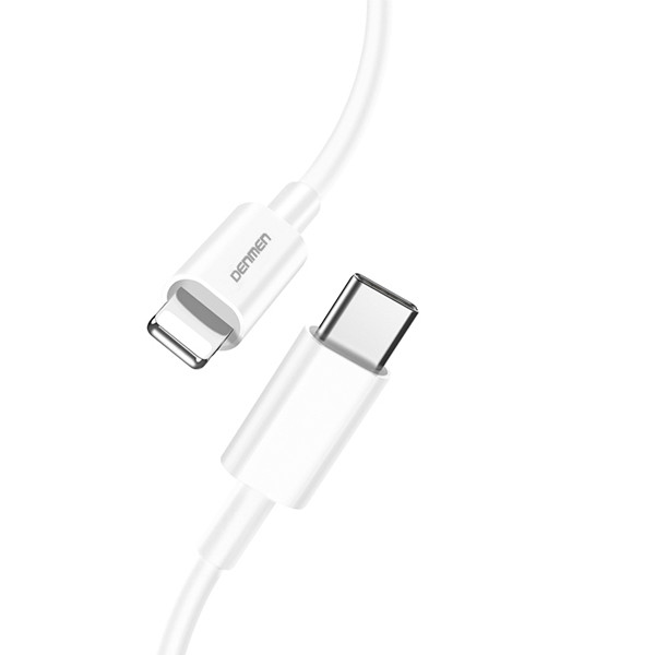 DENMEN KABEL USB PD TYP-C - LIGHTNING 20W 3,6A WZMACNINANY BIAŁY 2M D65 6973224877526