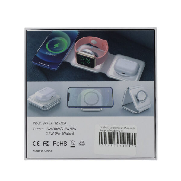 ECOBOX ŁADOWARKA MAGSAFE BEZPRZEWODOWA CZARNY 3w1 15W