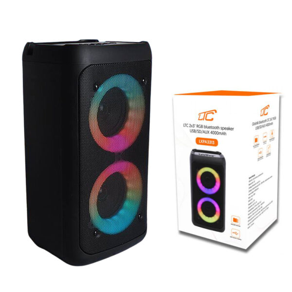 RGB GŁOŚNIK BLUETOOTH LTC 2X3`` USB/SD/AUX 4000MAH LXPA3313 5902270786781