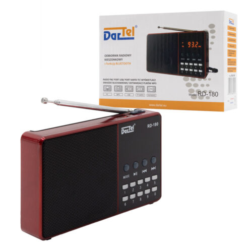 DARTEL PRZENOŚNE RADIO ANALOGOWE Z FUNKCJĄ BLUETOOTH RD-180 CZERWONE 5901947680575