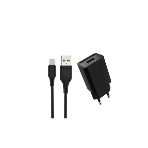 ŁADOWARKA SIECIOWA 2.4A DENMEN CZARNA 2400mA DC01 12W SINGLE + KABEL USB MICRO D01V-B