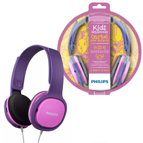 SŁUCHAWKI NAUSZNE PRZEWODOWE DLA DZIECI PHILIPS RÓŻOWO-FIOLETOWE SHK2000PK 6923410730630